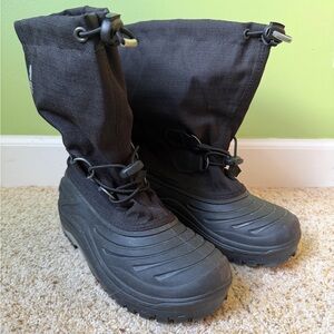 Sorel Kids Black Waterproof Snow Boots with Drawcord Cuff